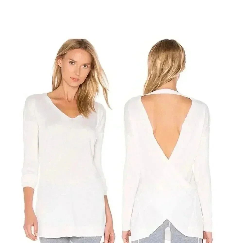 Vimmia Athleisure White Shavasana Reversible White Wool  Light Sweater SZ S